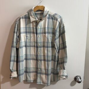 American Eagle Outfitters Blue and Cream Plaid Shirt